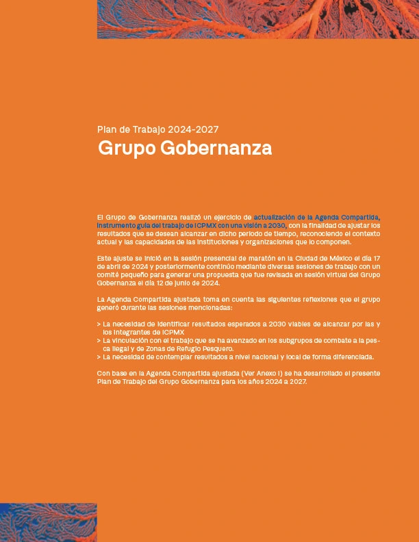 Portada del documento de plan de trabajo del grupo gobernanza