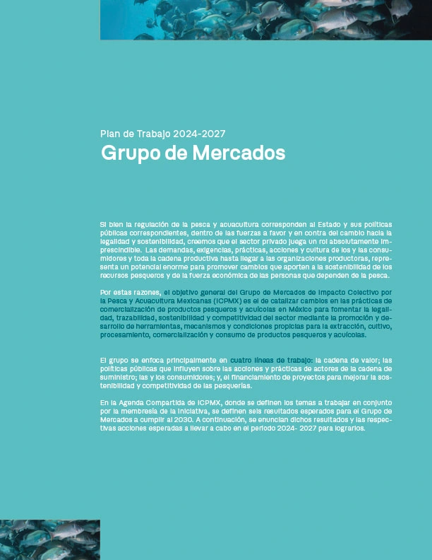Portada del documento de plan de trabajo del grupo mercados